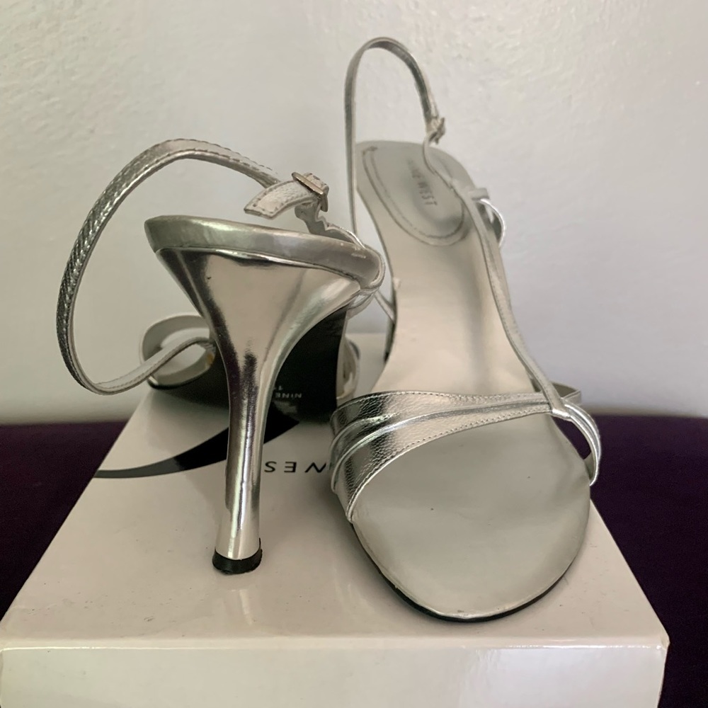 Nine West Silver Sandals/Evening Shoes - Picture 3 of 6